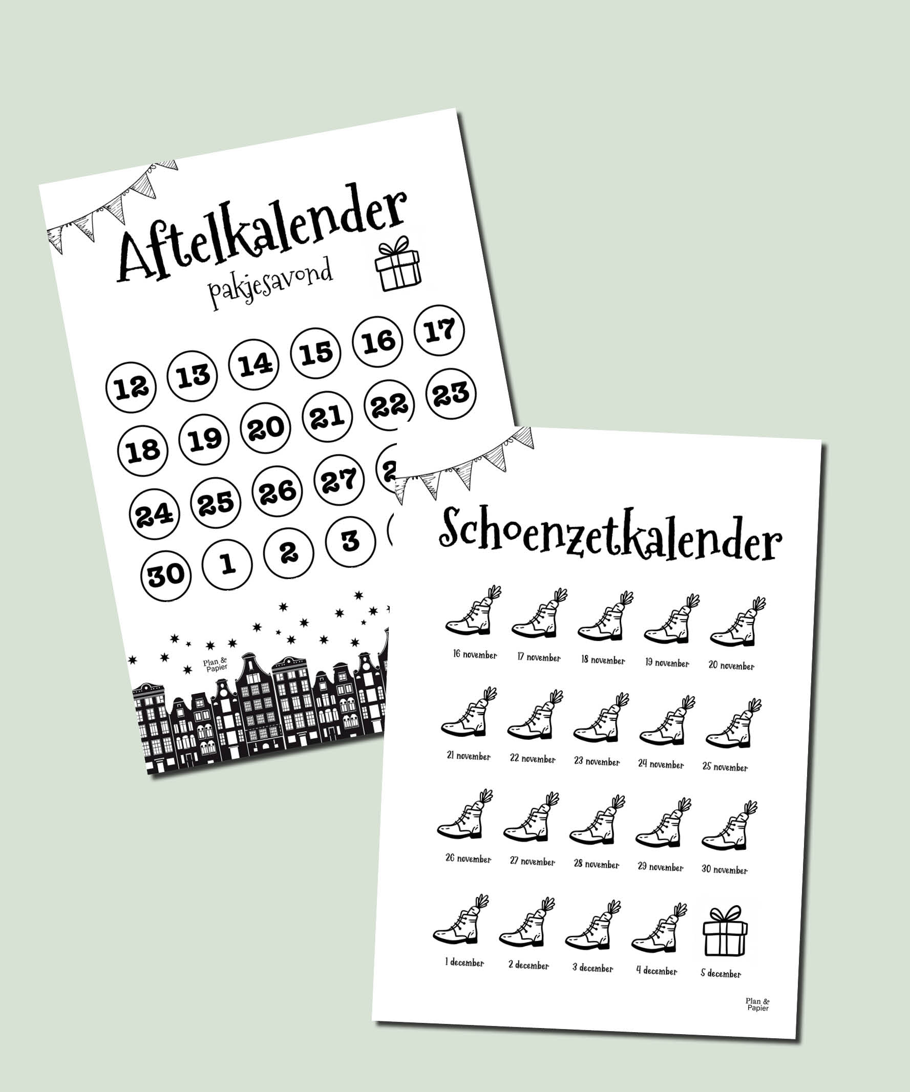 Sinterklaas aftelkalender en schoenzetkalender