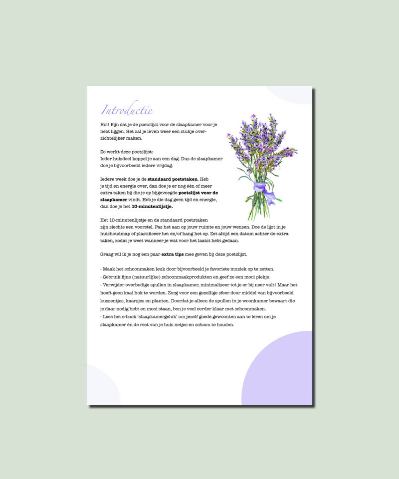 Poetslijst voor de slaapkamer - Afbeelding 2