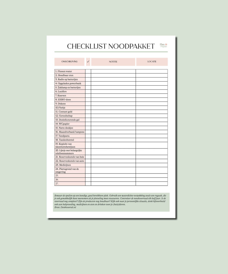 Checklijst noodpakket - Afbeelding 2