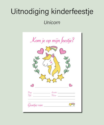 kinderfeestje uitnodiging unicorn