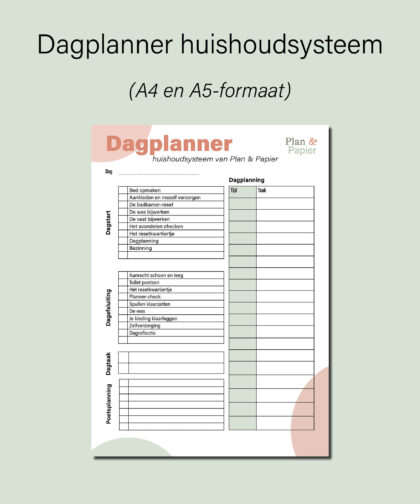 Dagplanner huishoudsysteem van Plan en Papier