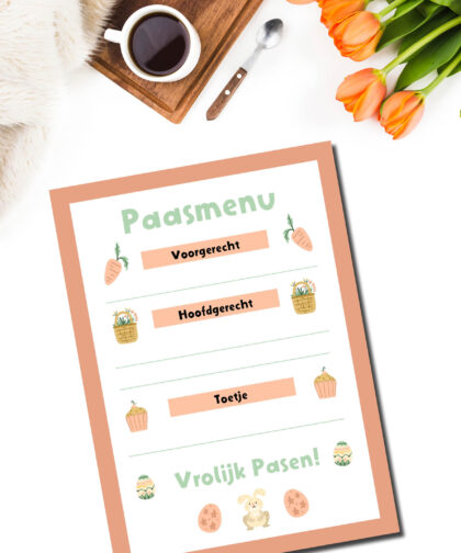 Menukaart paasmenu