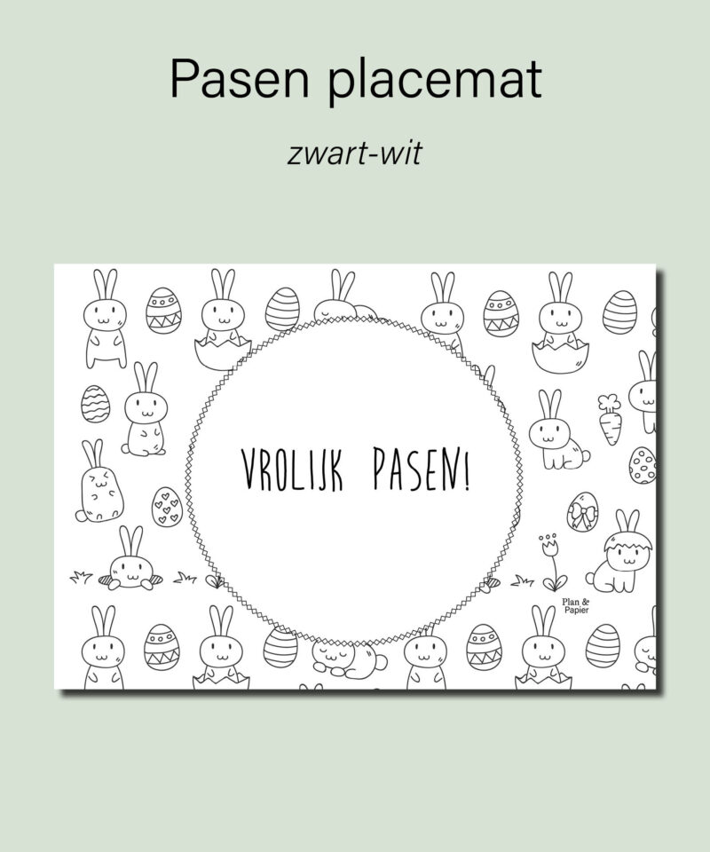 Pasen placemat (zwart/wit) - Afbeelding 3