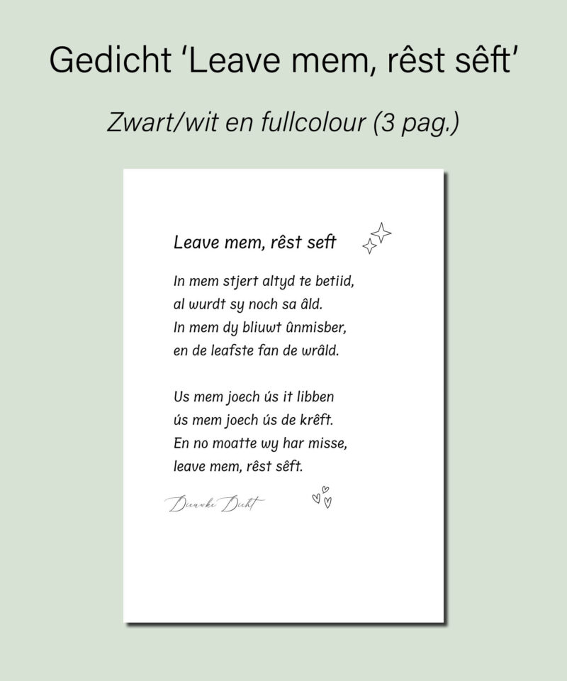 Fries gedicht: Leave mem, rêst sêft - Afbeelding 2
