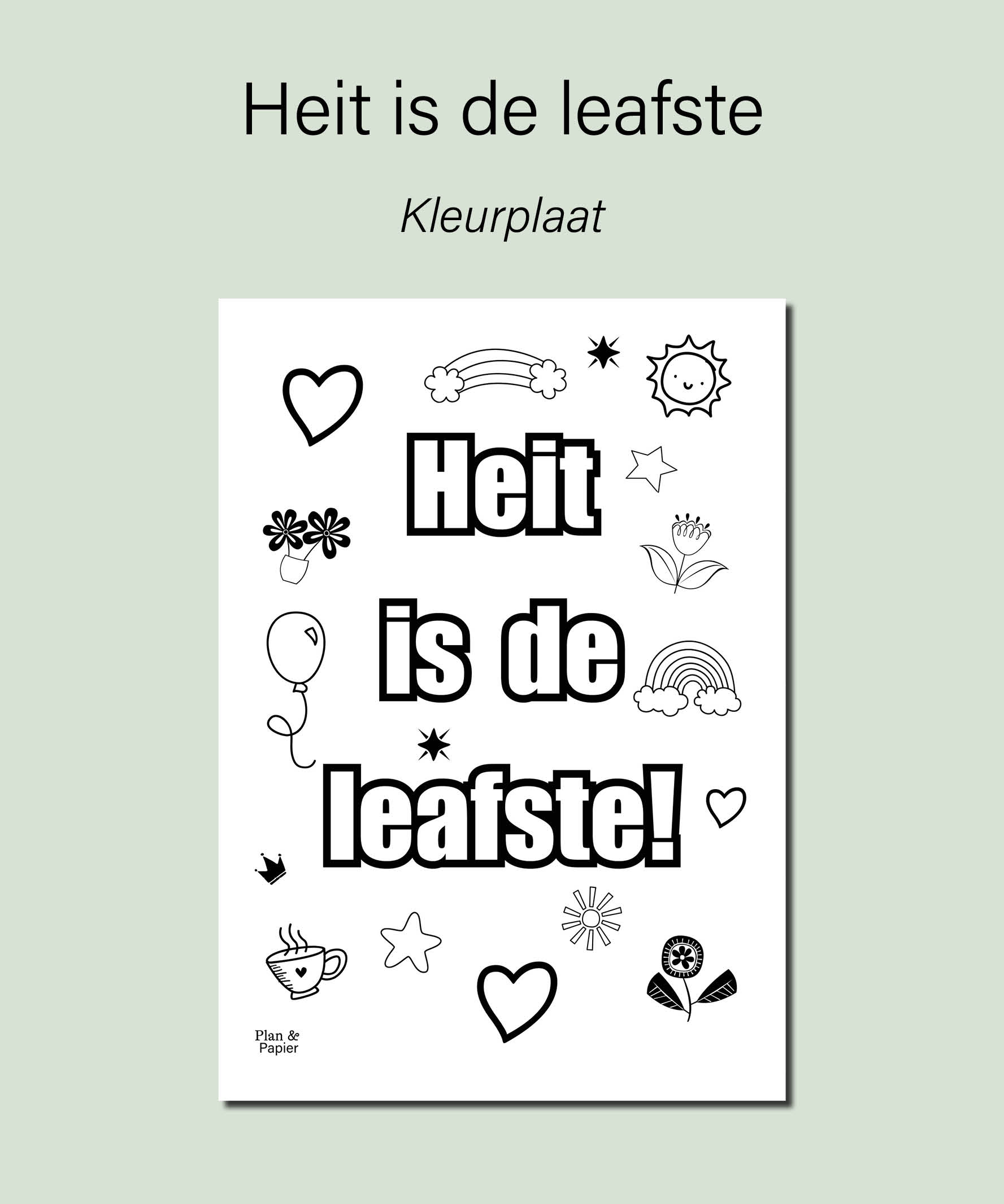 Kleurplaat: heit is de leafste - Afbeelding 2