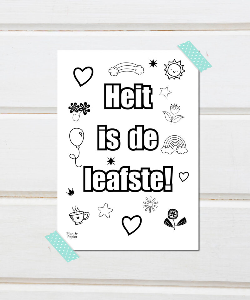 Kleurplaat: heit is de leafste - Afbeelding 4