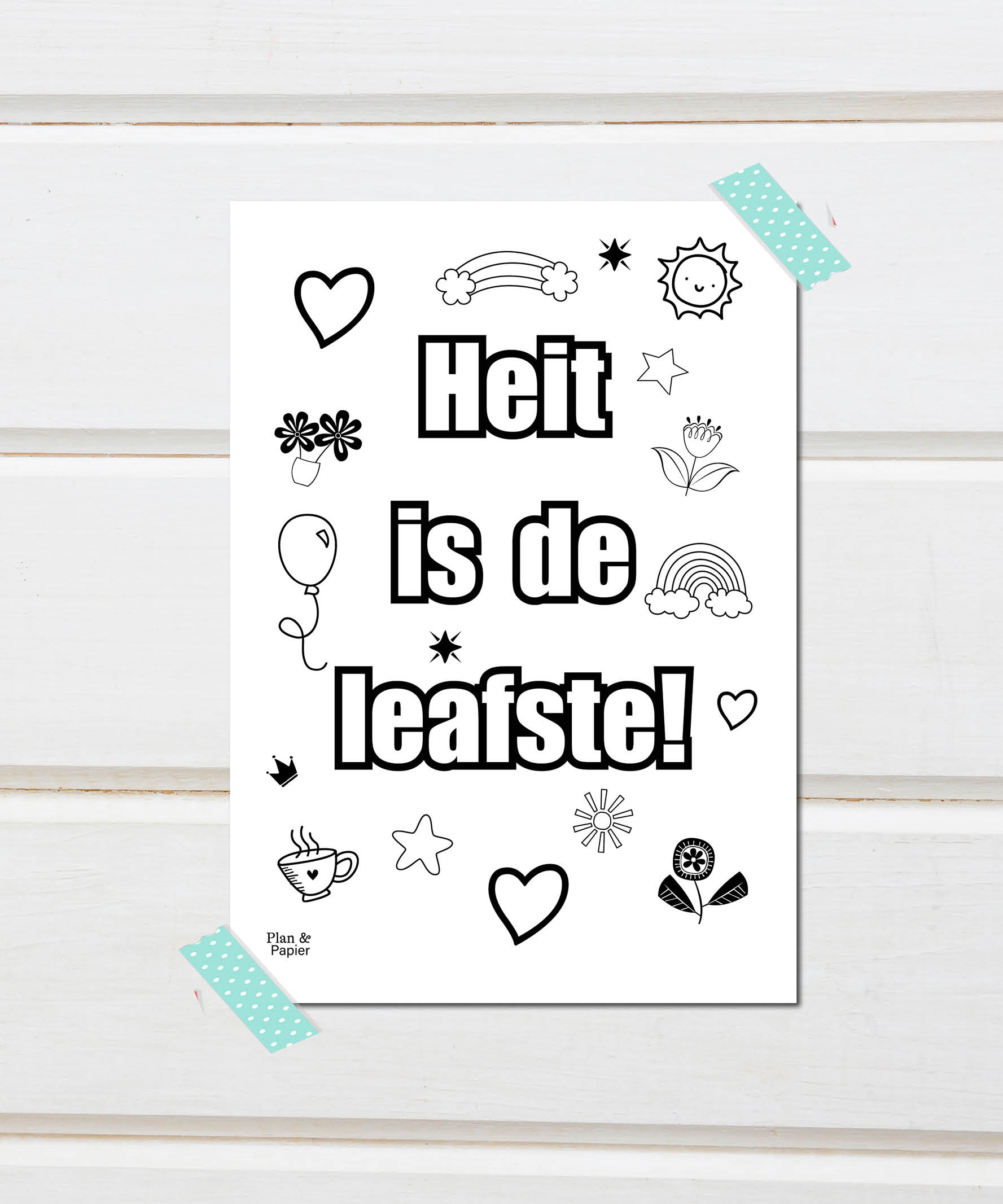 Kleurplaat: heit is de leafste - Afbeelding 4