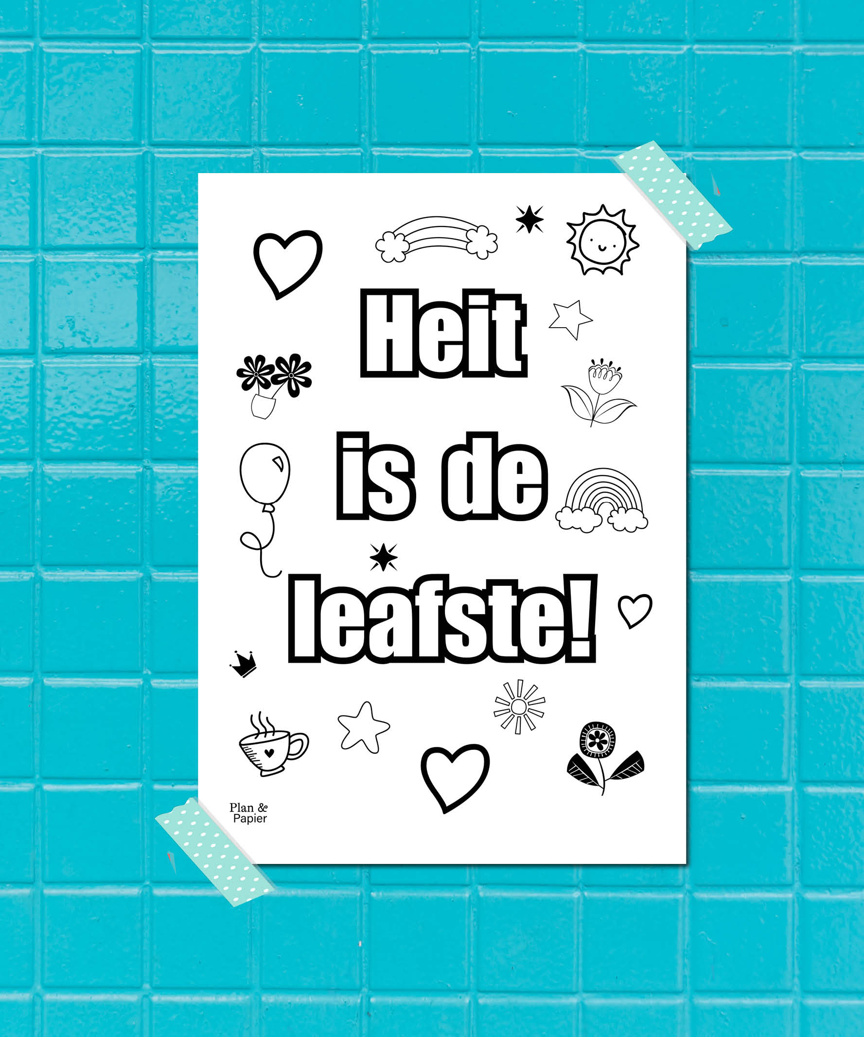 Kleurplaat: heit is de leafste - Afbeelding 5