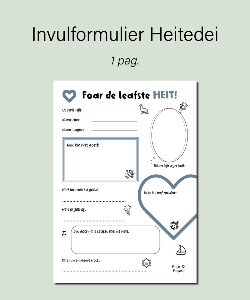 Invulformulier heitedei (in het Fries) - Afbeelding 2