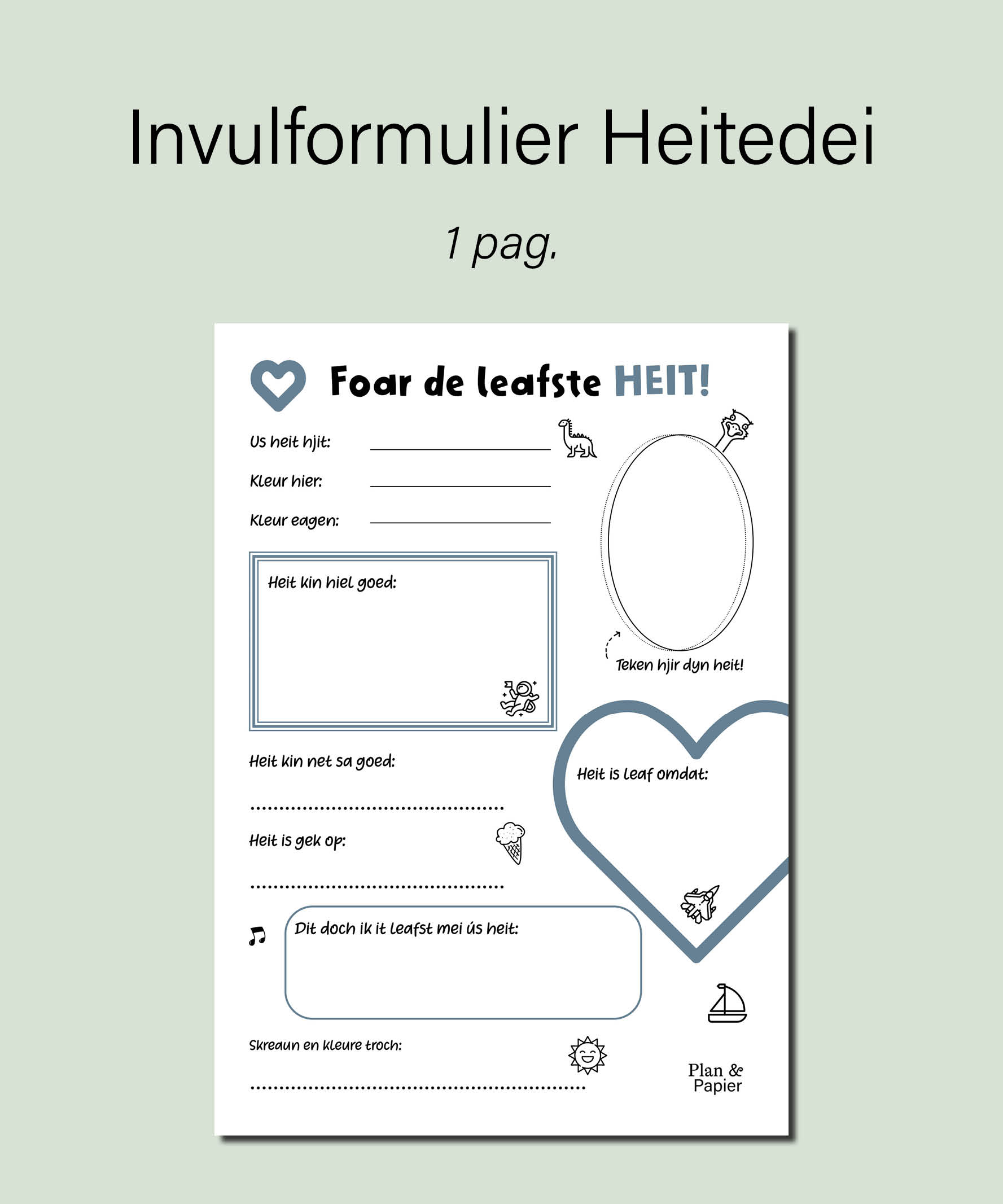 Invulformulier heitedei (in het Fries) - Afbeelding 2