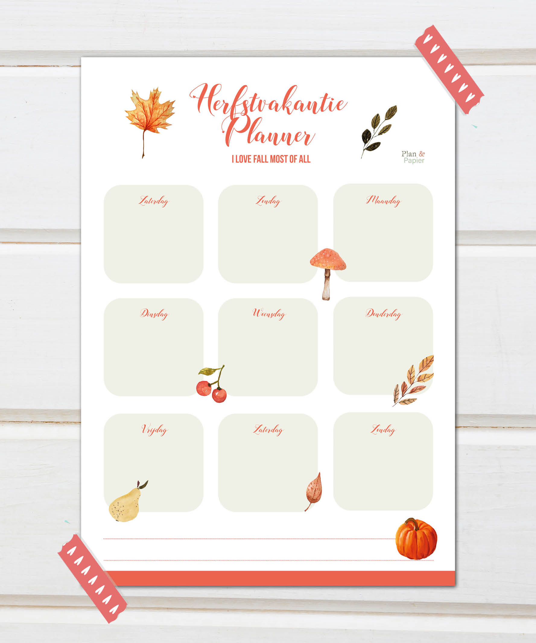 Herfstvakantie Planner