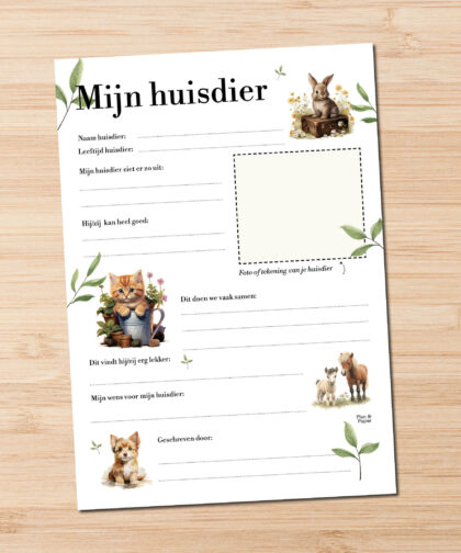Invulblad Mijn Huisdier