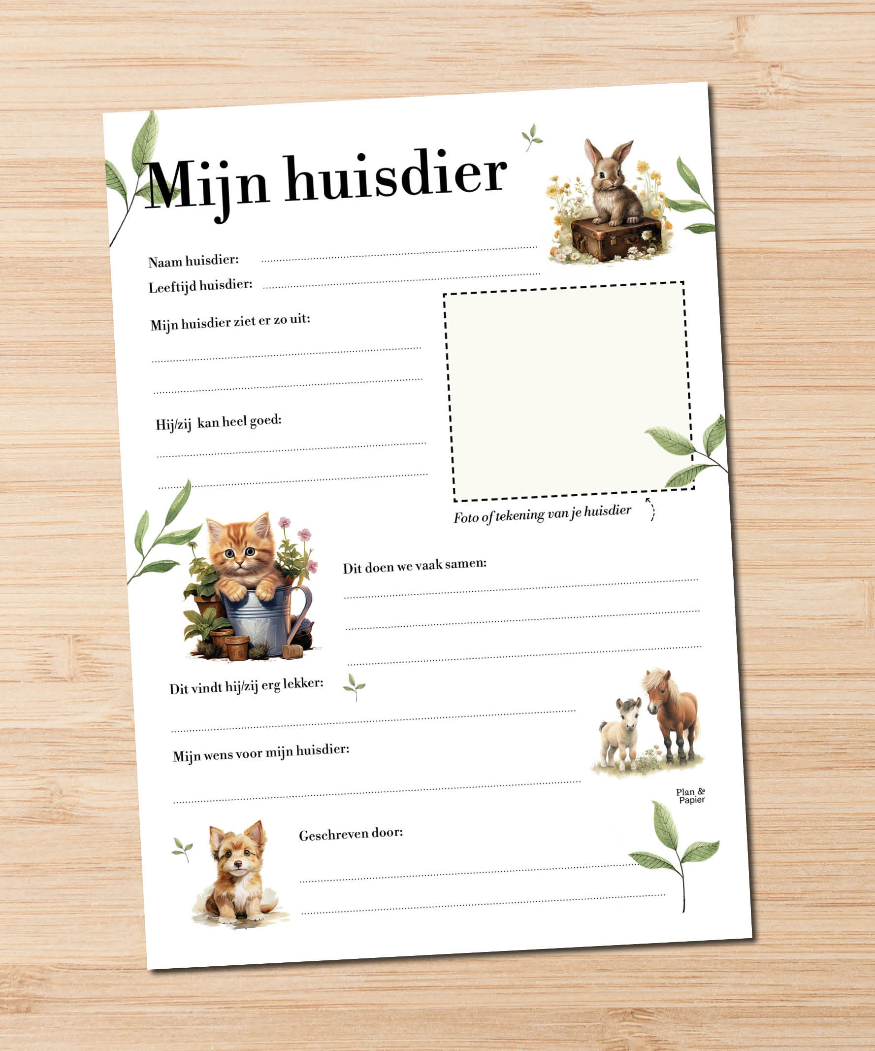 Invulblad Mijn Huisdier