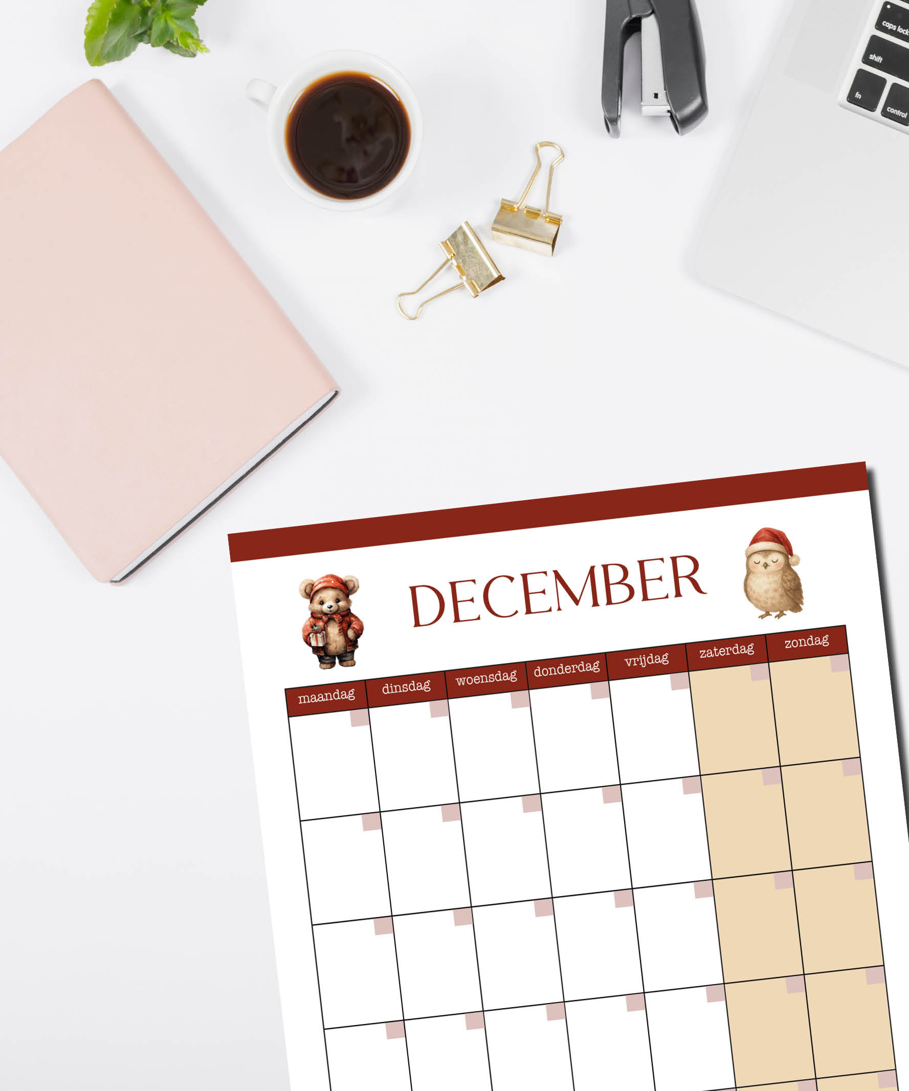 December kalender (zonder data) - Afbeelding 2